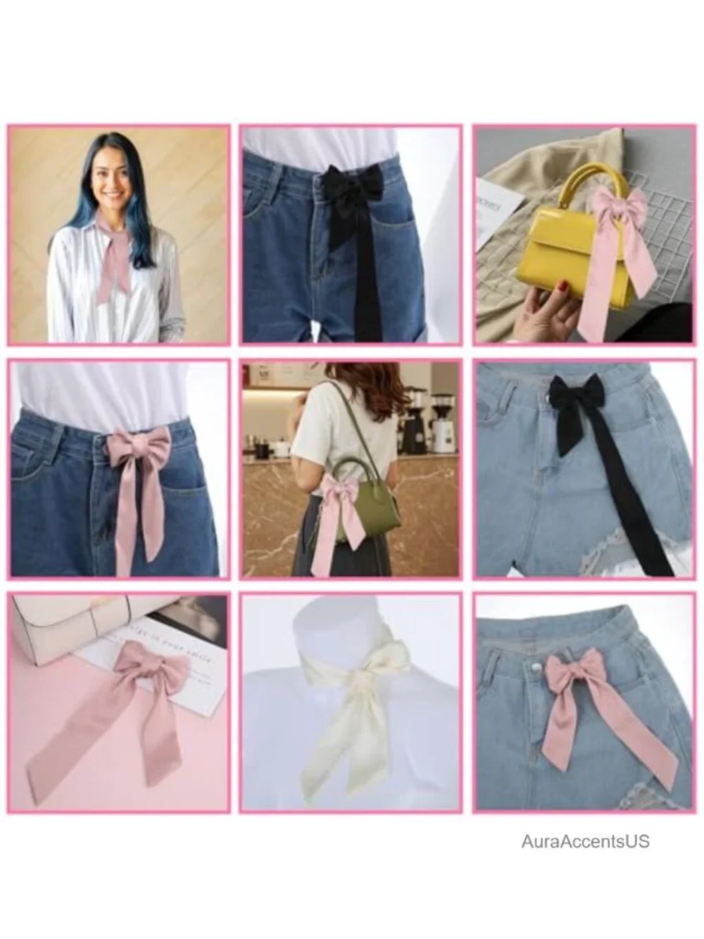 3-Piece Satin Long Neckerchief Scarf Multifunctional Skinny Scarf